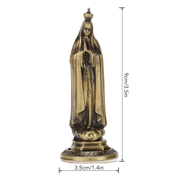 Miniatyr Jomfru Maria Statue Håndskåret Enkel Rengjøring Luktfri Holdbar Sink Legering Levende Dekorativ Hellige Jomfru Maria Dekorasjon Bronze