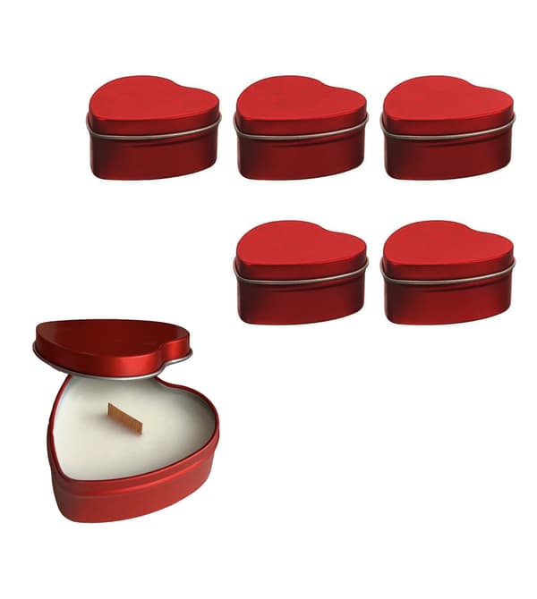 Hjerteformet Duftlys Tin Sæt: 6 stk. Romantiske Sojavokslys til Valentinsdag Bryllupsgaver (Rose Duft) 6 Pcs