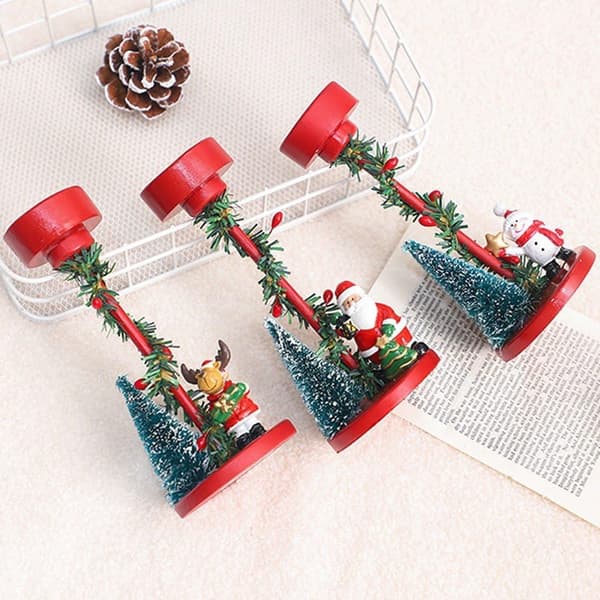 Festlige lysestaker i resin, snømann dekor for bordpeis Snowman