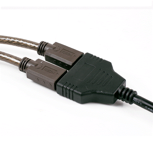 0,3 m HDMI en-til-to høydefinisjonsforlengelseskabel HDMI dobbel-hunn høydefinisjonskabel en hann til to hunnkabel