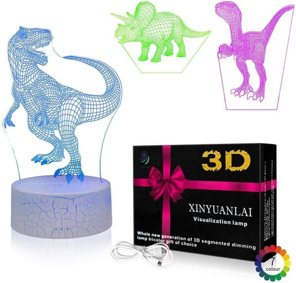 3D Illusjon Nattlys Bordlampe, 7 Farger Auto Gradvis Cha