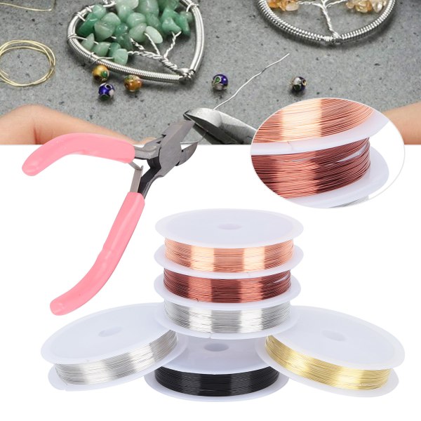 6-pack smycketrådpärlsats set med mini diagonaltång för DIY Craft Reapir