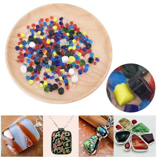 Millefiori glas blandad färg termisk smältning färgad glasyr för dekoration smält glas block kit 100g