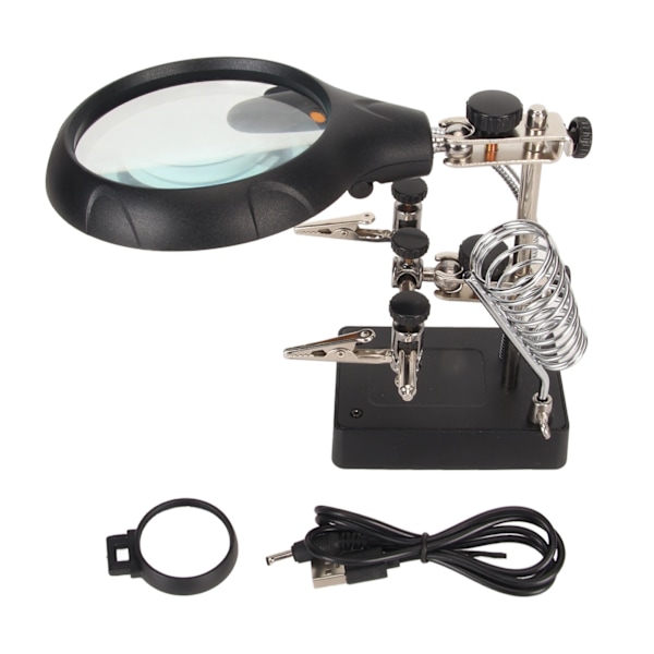 Desk Magnifier Multipurpose USB Plug in High Clarity Magnifying Glass with LED Light for Welding Modelling Crafting