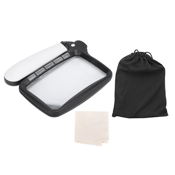 Forstørrelsesglass Foldable Håndholdt 5 LED-lys Høydefinisjon Akryl Lupe for Eldre Lesing Utskrift