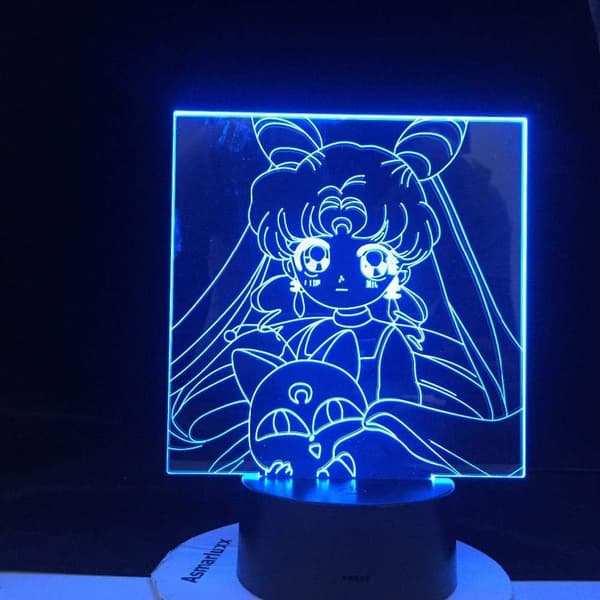 3D Optisk Illusionslampe 7 Farver Natlys Sailor Moon Le