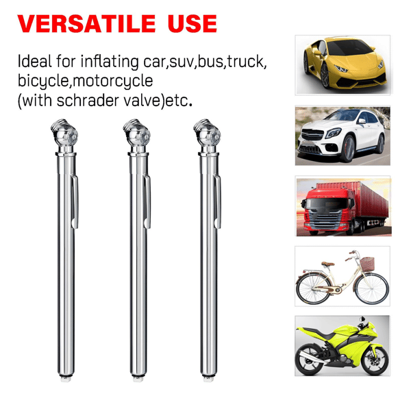 5-pak blyant-stil dæktryksmålere, 10-75 PSI rækkevidde med rustfri stålkonstruktion, til bil- og cykellufttryksmåling 5-Pack