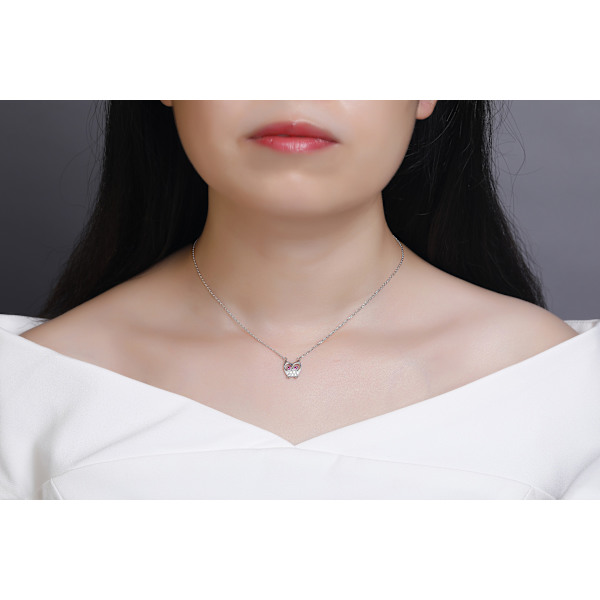 S925 Sterling Silver Lycklig Uggla Kärlek Hjärta Halsband för Kvinnor