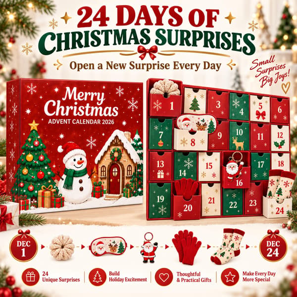 2026 Flickors adventskalender, 24-dagars julhår- och accessoarpresentkit