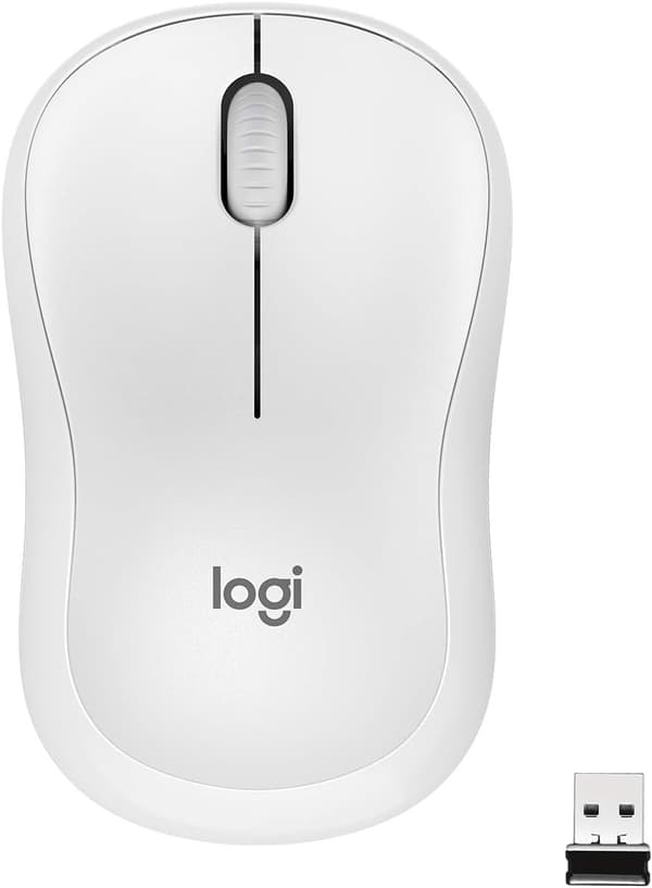 Logitech M221 Trådlös Bluetooth-mus, Kompakt, Smidig Spårning, 18 Månaders Batteritid för Windows, macOS, ChromeOS, Linux, Kompatibel med PC, Mac, Bärbara datorer White