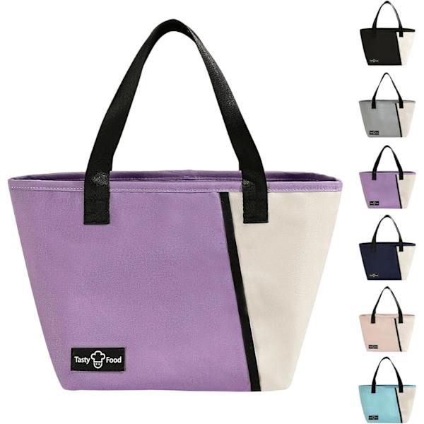 Lounaslaukku naisille ja miehille, uudelleenkäytettävä lounaslaukku, suurikapasiteettinen vuotamaton lounaslaukku etutaskulla töihin, toimistoon, piknikille tai matkalle ( Purple