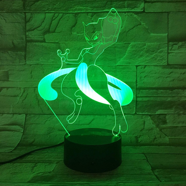 Tegneserie nattlys for kvinners bursdag - 7 fargeendrende 3D optisk illusjonslampe Jenter skrivebord LED berøringslampe