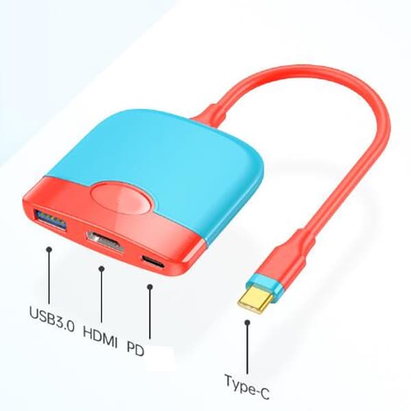Bärbar TV-dockningsstation 4K USB3.0 PD Snabbladdning 3 i 1 HD Multimedia Interface Adapter Hub Dock för Switch