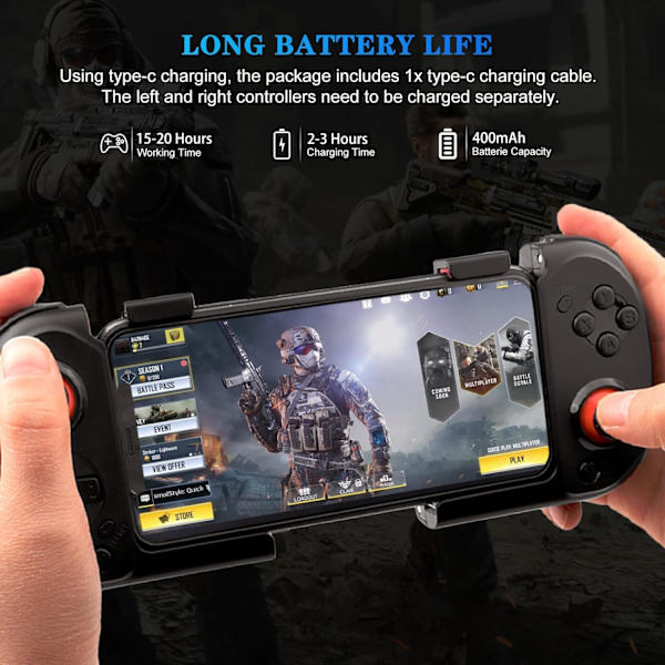 Mobil Gaming Controller til iPhone, Android, Direkte Afspilning, Bærbar Bluetooth Mini Controller Gamepad Joystick med Magnetisk Opbevaring til iPhone 14 13 Black