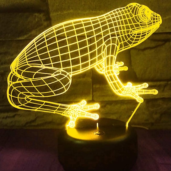 3D Frosk Nattlys Bord Lampe Optisk Illusjon Lamper 7 Farge Skiftende Lys LED Bordlampe Jul Hjem Kjærlighet Bursdag Barn Barn Dekor Leke Gave