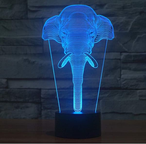 3D LED Vild Ulv Optisk Illusion Natlampe, 7 Farveskift