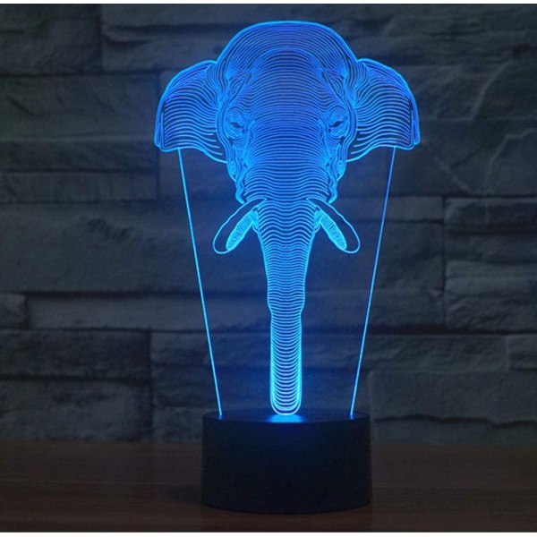 3D LED Vild Varg Optisk Illusion Nattlampa, 7 Färgförändring