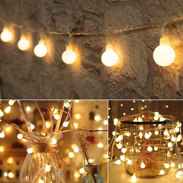 Globlampor, 33 fot 100 LED-lampor ljusslinga, 8 Warm White