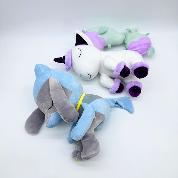 2024 Ny sovande Riolu Ponyta plysch plyschleksak docka, mjuk plyschdjurdocka för barn, bra födelsedag jul halloween val för pojkar flickor Blue
