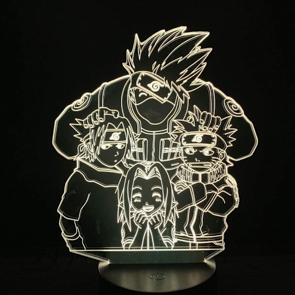 Naruto Kakashi Uchiha Sasuke 3D Illusionslampa Nattlampa Smart Touch, RGB-effekt USB-kabeldriven Kreativ 3D Japansk Animelampa