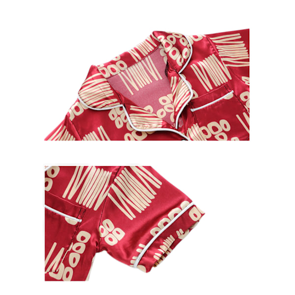 Toddler Button Up Pyjamas Sommar Pjs, Röd Geometri, L