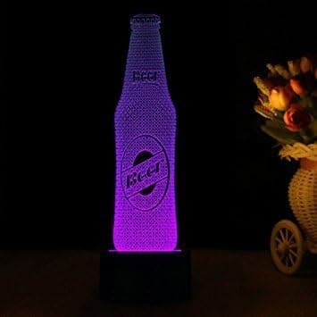 3D Ølflaske Nattlys Bord Skrivebord Optisk Illusjon Lamper