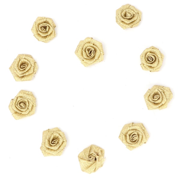 10 stk DIY Polyesterbånd Gull Rose Blomsterknopp Bryllupsdekorasjon Tilbehør