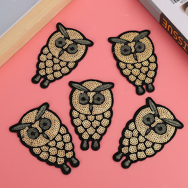 10 kpl Pöllö Kirjailtu Patch Kulta Pieni Eläin Pöllö Vaatteet Applique Merkki Vaatteille Mekko Laukku