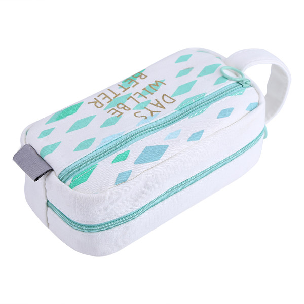 Stor Kapacitet Lærred Blyantsæske Pen Box Pung Stationery Makeup Kosmetik Taske(rhombisk)
