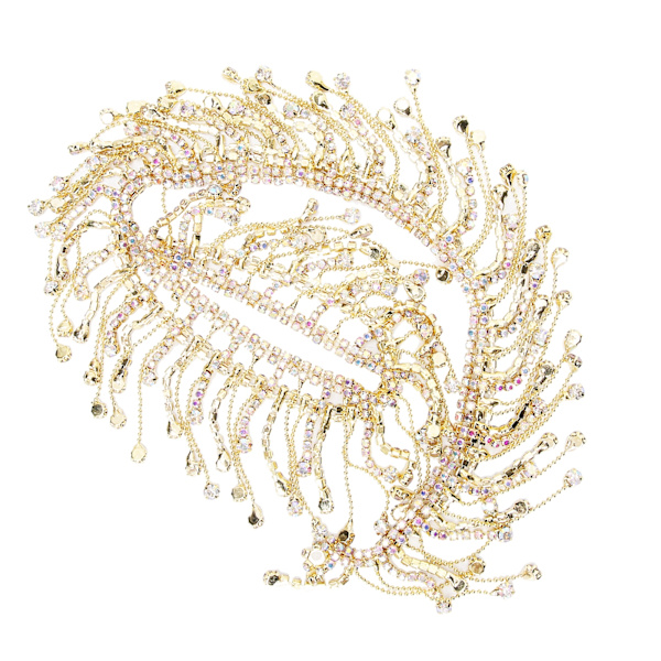 Rhinestone Tassel Chain Fringe Brudapplikation Trim Crystal Kläder Väska Dekoration Golden AB Färgglad