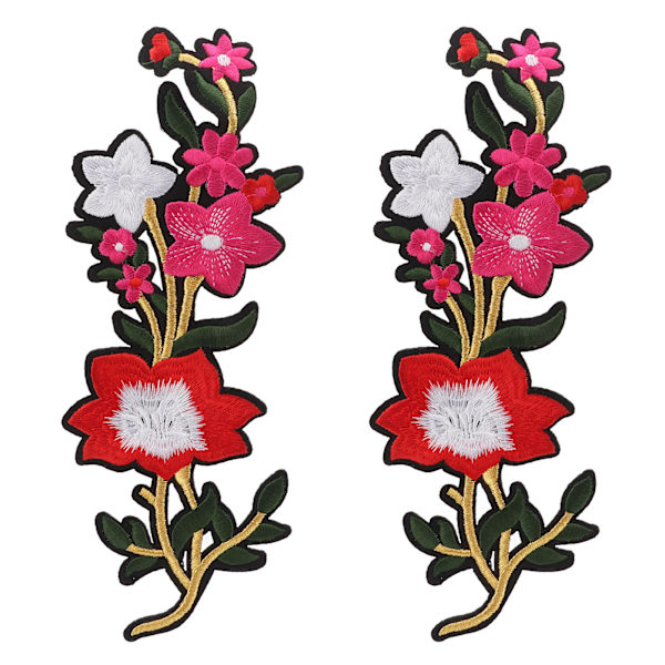 Blomster Patch 2 Blomster Lyse Farvet Polyester Special Mønster Broderet Patch til Tasker Tøj Nederdele Sko Rød