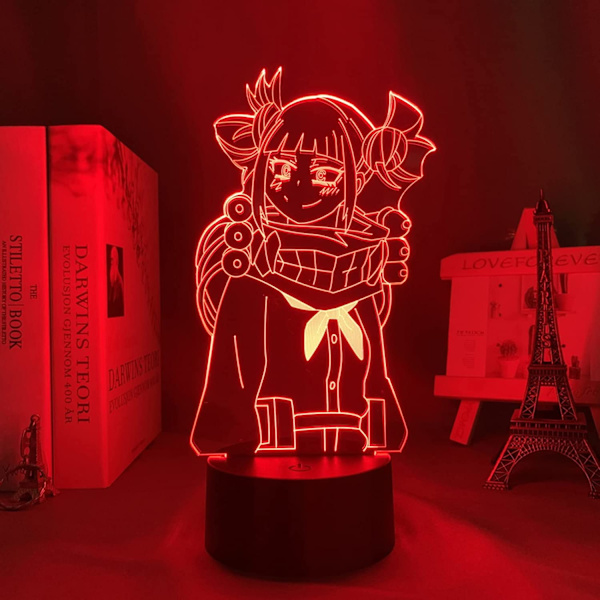 My Hero Academia Lampa, My Hero Academia Födelsedag Dekorationer, Himiko Toga Ochako Uraraka Shoto Todoroki Izuku Midoriya Figur 3D Nattlampa