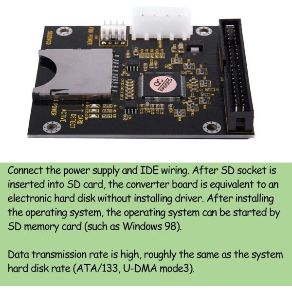 1 kpl SD SDHC -kortti IDE 3.5\" 40-nastainen urosadapteri Uros IDE kiintolevyasema-adapteri