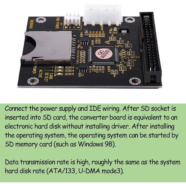 1 stk SD SDHC-kort til IDE 3,5\" 40-bens hanadapter Han IDE-harddiskdrevadapter
