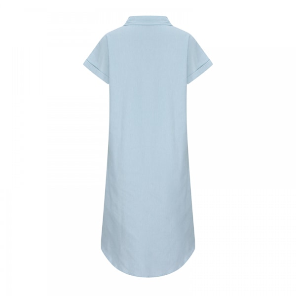 Mekko Lyhyt Hiha V-Kaula Casual Paidan Mekot(Sky Blue M)