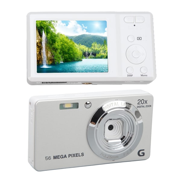 56MP 4K Digitalkamera 2,7 tum 20x Digital Zoom Autofokus Liten Kamera med Inbyggd Blixt White