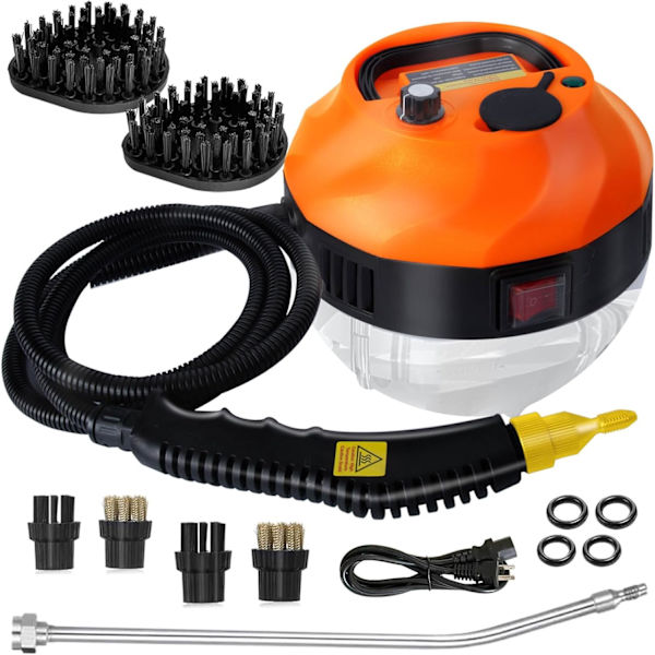 Damprenser 2500W Høytrykksdamprenser for rengjøring, håndholdt damprenser, 1000 ml bærbar damprens for hjemmebruk, flerbruksdamprens for K Orange (2500W)