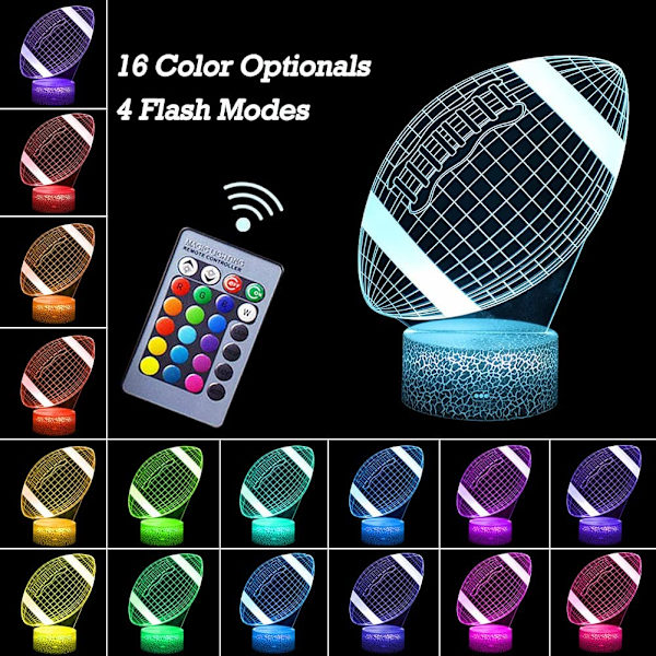 Fodbold Natlampe, 3D Illusion Lampe Fodboldlys til K