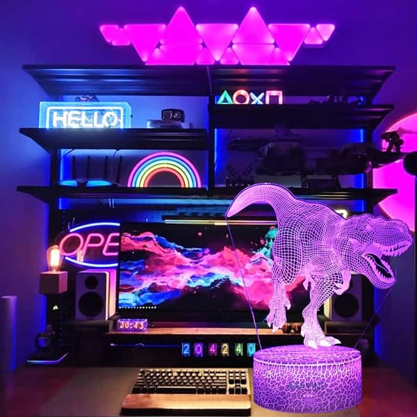3D Natlampe LED Illusion Skrivebordslampe 7 Farveskift