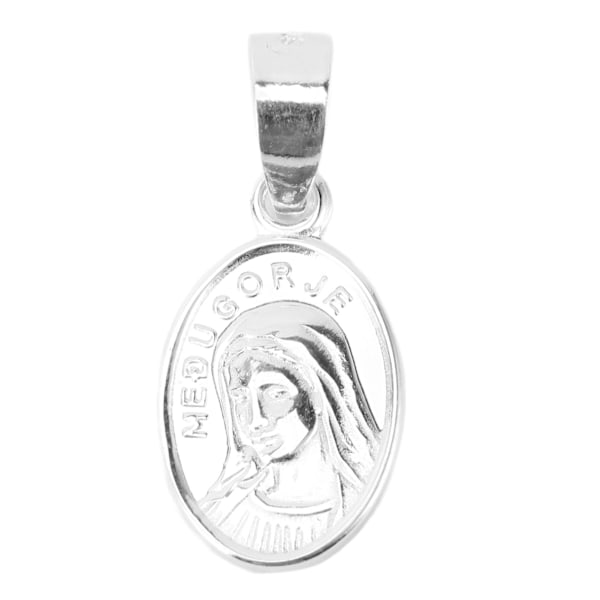 Mirakulös medalj 925 Sterling Silver polerad finish Jungfru Maria oval halsbandhänge religiös present smycken