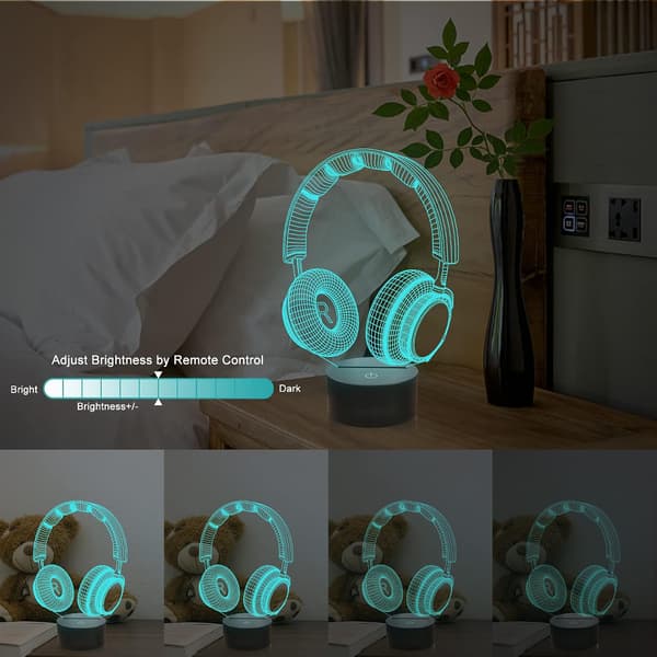 Barn 3D Hörlurar Nattljus Headset Optisk Illusion Öronmussla
