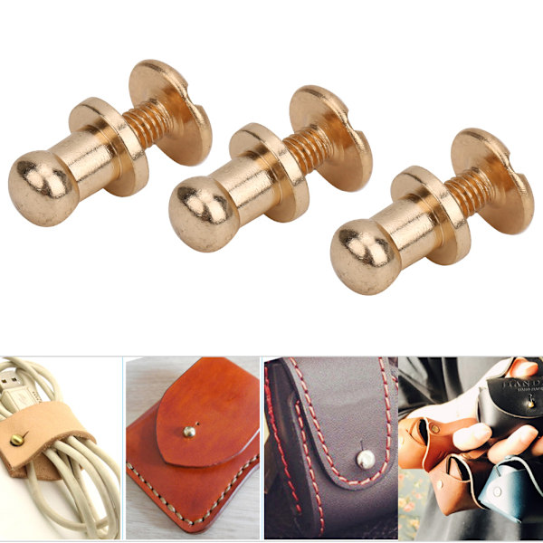 20 set skruvspik nitar koppar runt huvud stift fläck skruvback för armband väska kläder skor bälte dekoration guld