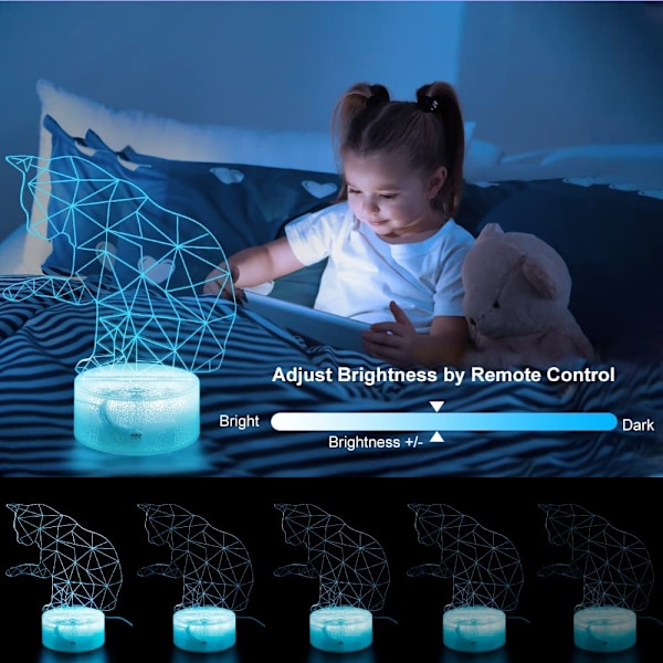 Kattformad 3D-nattlampa, 16 färger, smart touch och fjärrkontroll