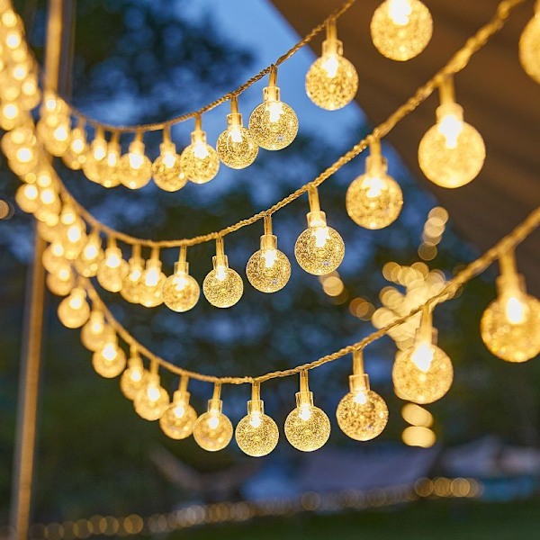 21ft 30LED Solar String Light Varm Vanntett Lampe String Light for Utendørs Hage Plen Dekor Warm Light