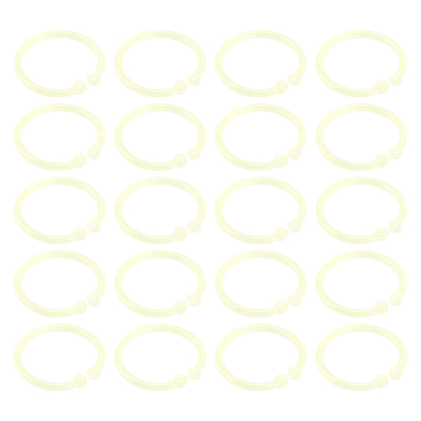 20 stk. Plastikringe Transparente Fleksible Løsblad Bogbinderinge til Skole Hjemmekontor Kort Dokument NotebookGul