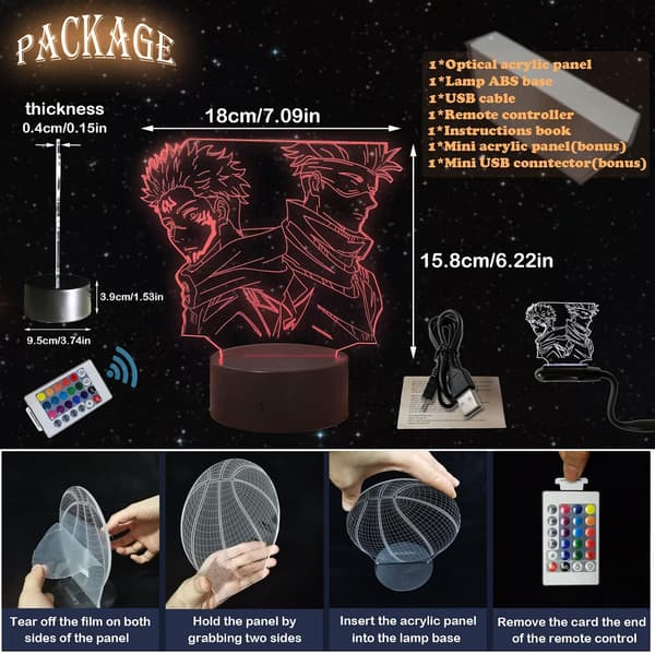 Anime Comic Bordlampe 3D LED Optisk Natlampe Yuji Itador