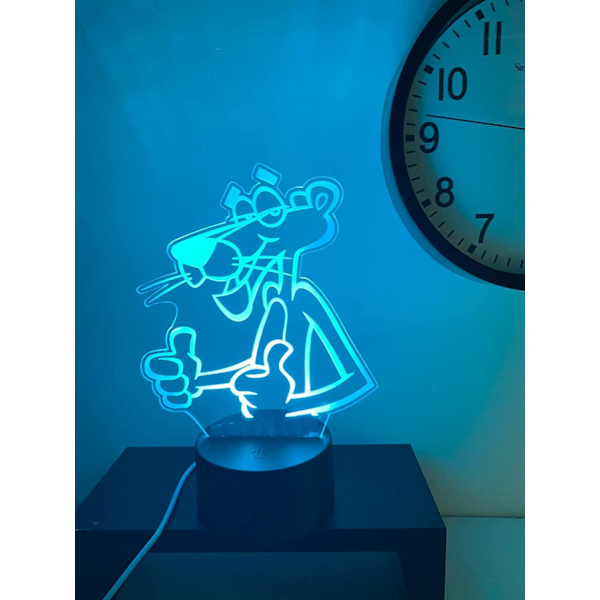 Rosa Pantern lampa 3D Illusion Nattljus, Fjärrkontroll Tab