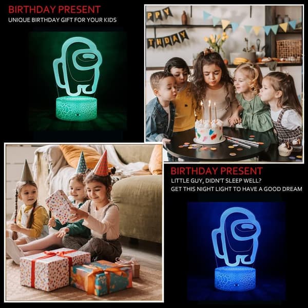 Among Us Spill 3D LED Optisk Illusjon Akryl Nattlys wi