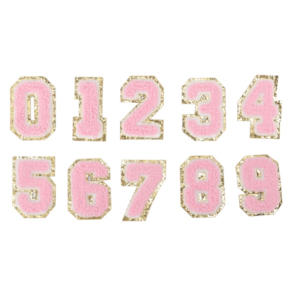 10Pcs Pink Number Patches 0 to 9 Number Exquisite Pink Easy Ironing Widely Used Iron On Patches for Jacket Shirt Shoes