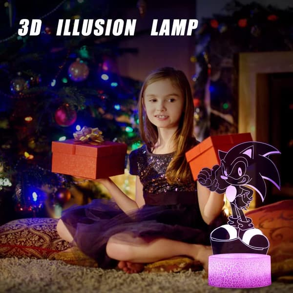 3D Sonic Anime Nattlampe - LED Illusjonslampe 2 Mønstre og